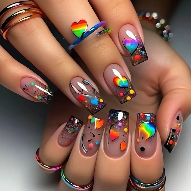 Nail Art Fake - 24PCS Nude Press on Nails Short