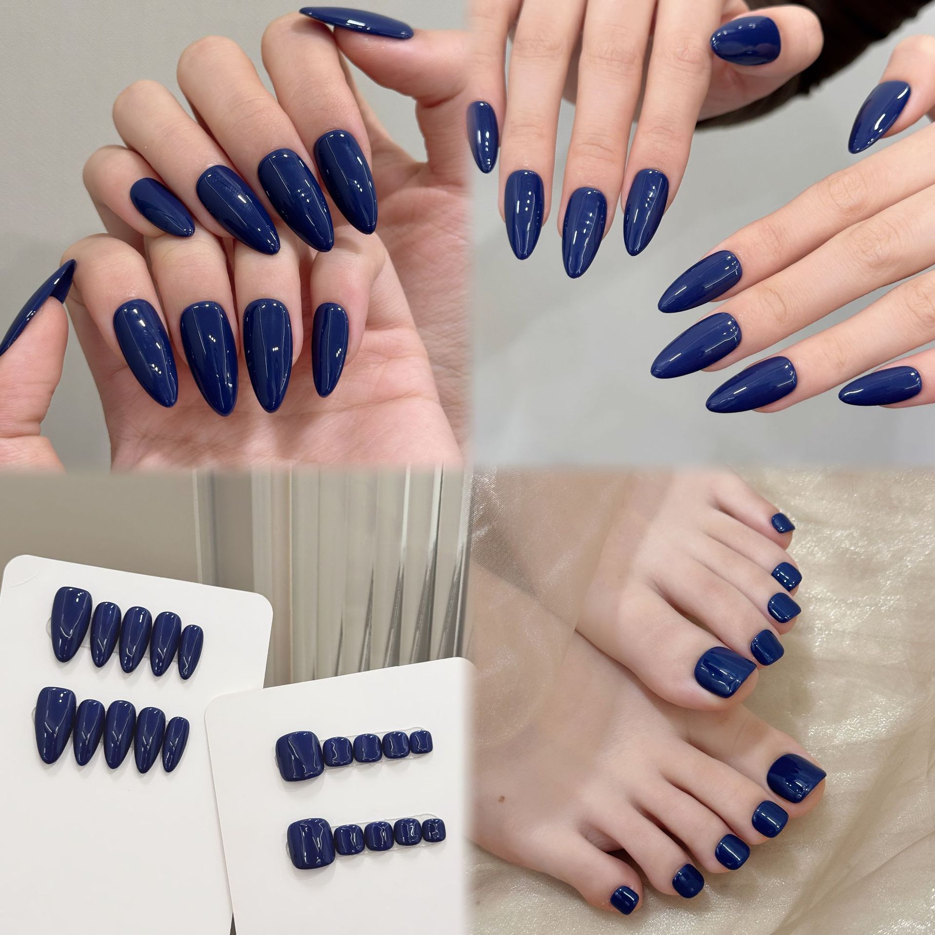 Nail Art Fake - 10pcs Handmade Press on Nails Simple