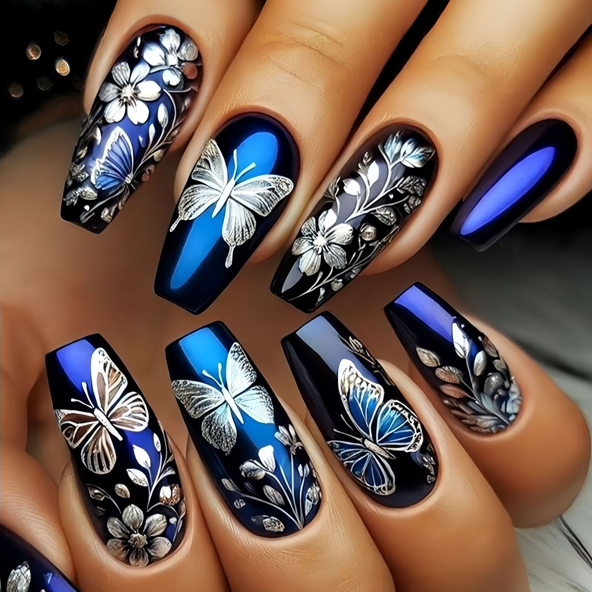 Nail Art Fake - Medium long fake nails for women