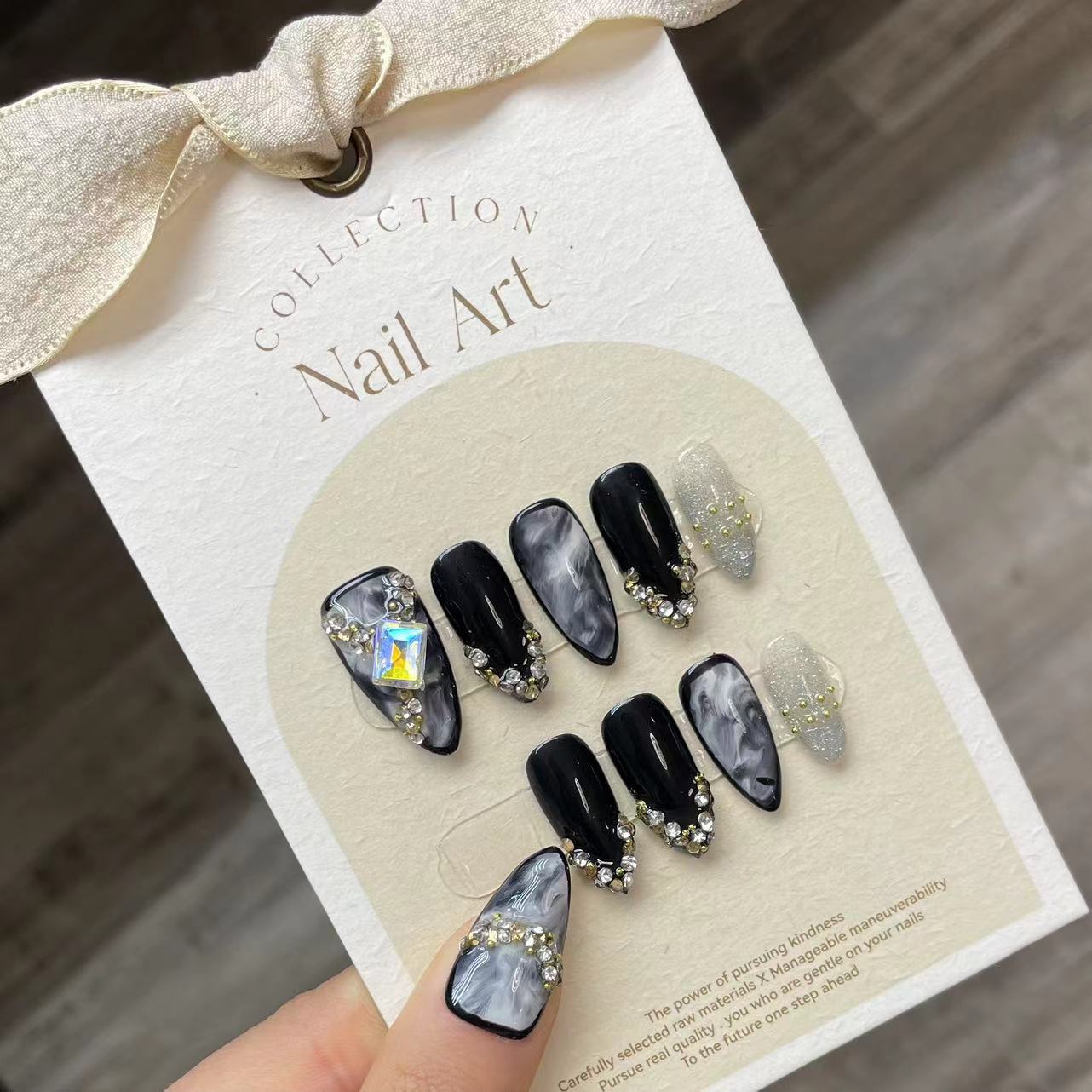 Handmade Press on Nails Black  - Nail Art Fake review and price