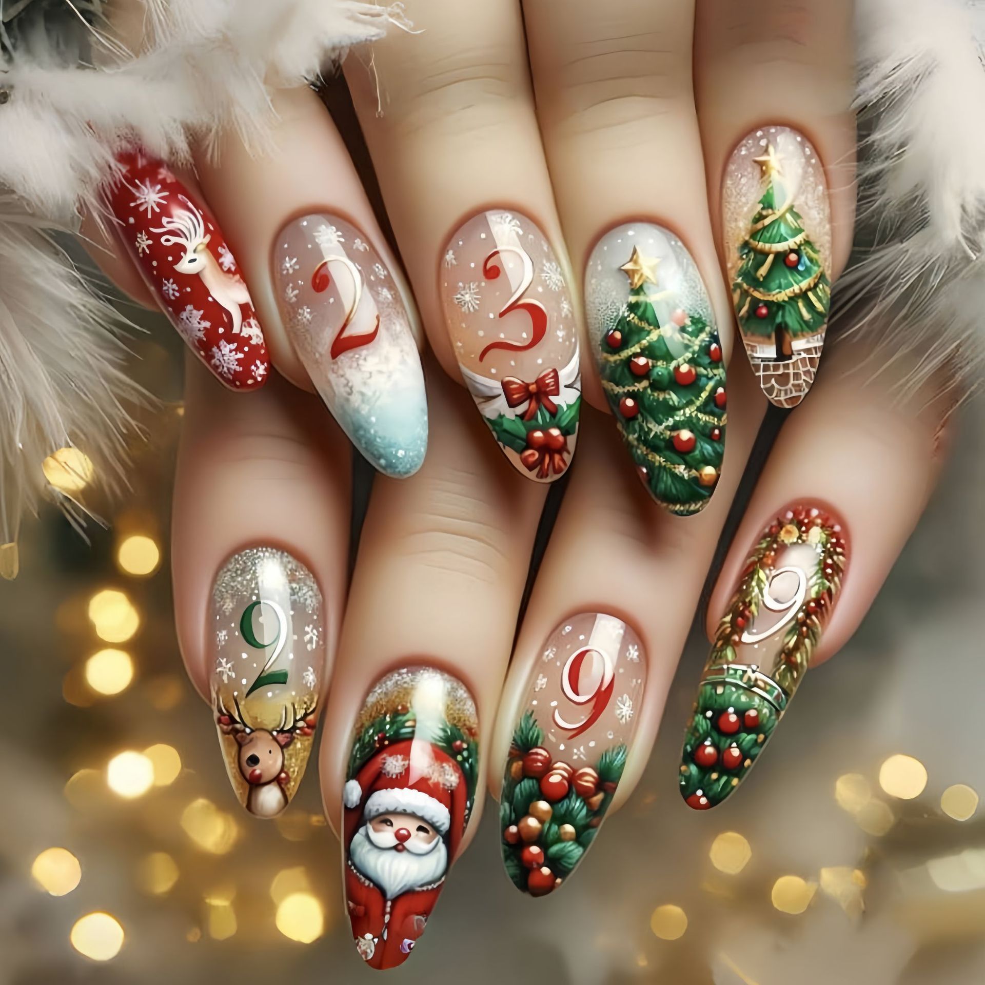 Medium fake nails for Christma - Nail Art Fake review and price