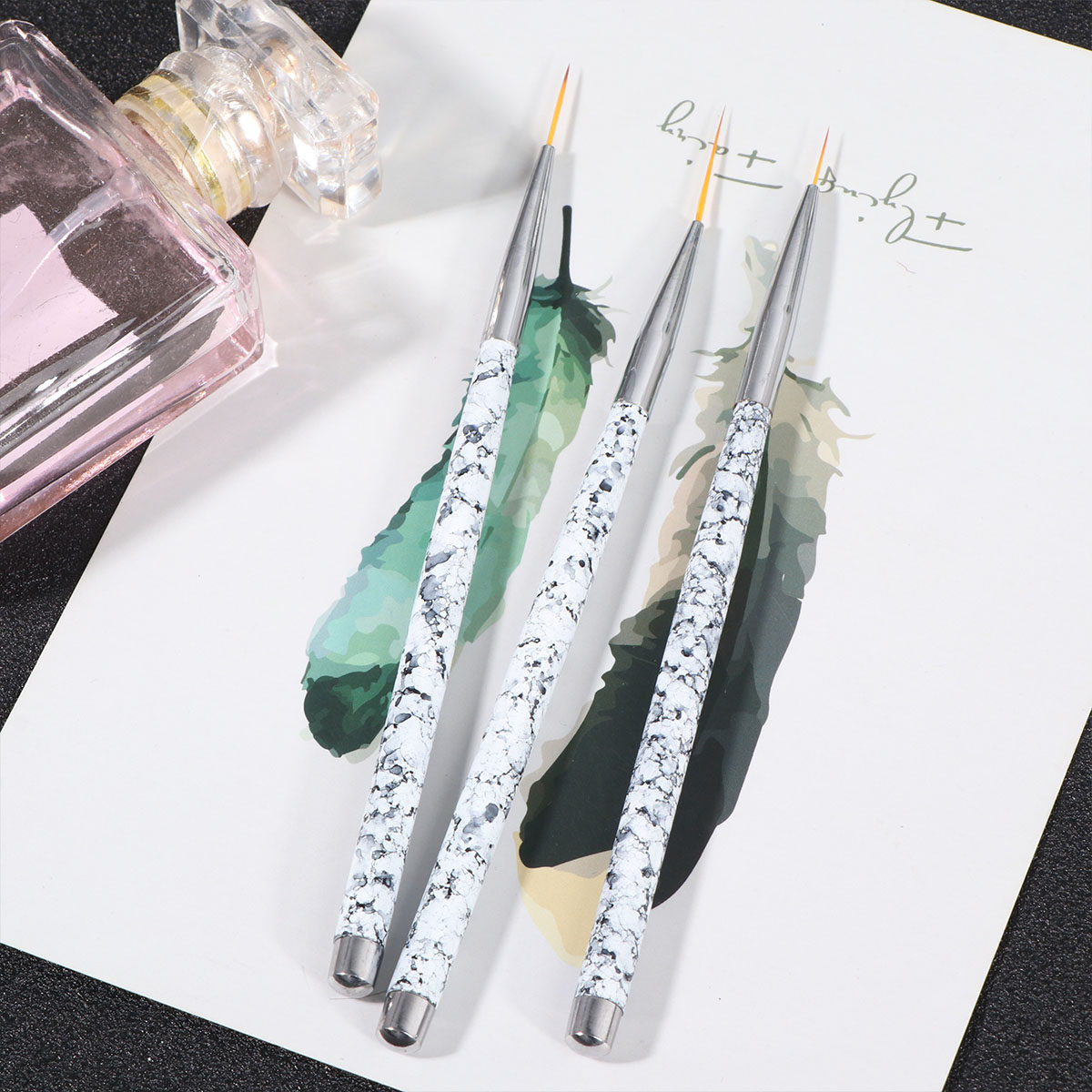 3Pcs Nail Art Brush Set Fine L - Nail Art Natural review and price