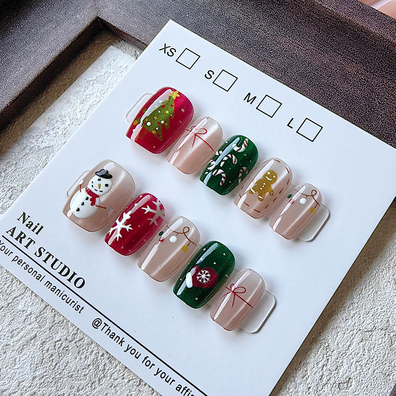 10 Pcs Christmas Half Handmade - Nail Art Fake review and price