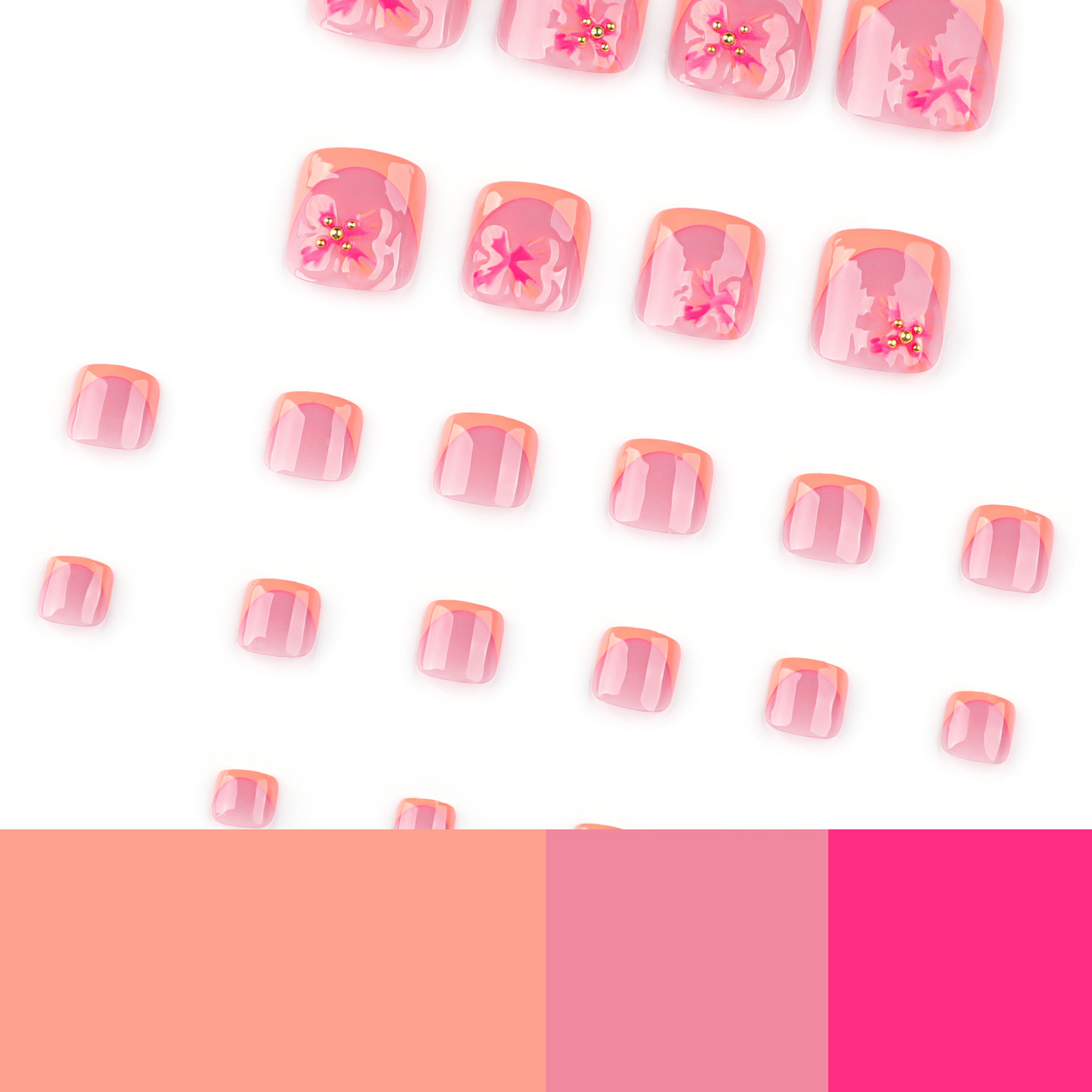 24pcs Charming Flower Pattern  - Nail Art Fake review and price