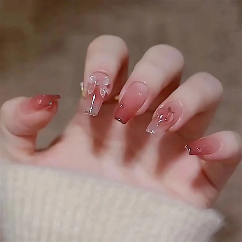 24Pcs/Set Fake Nails Art Bow P - Nail Art Love review and price