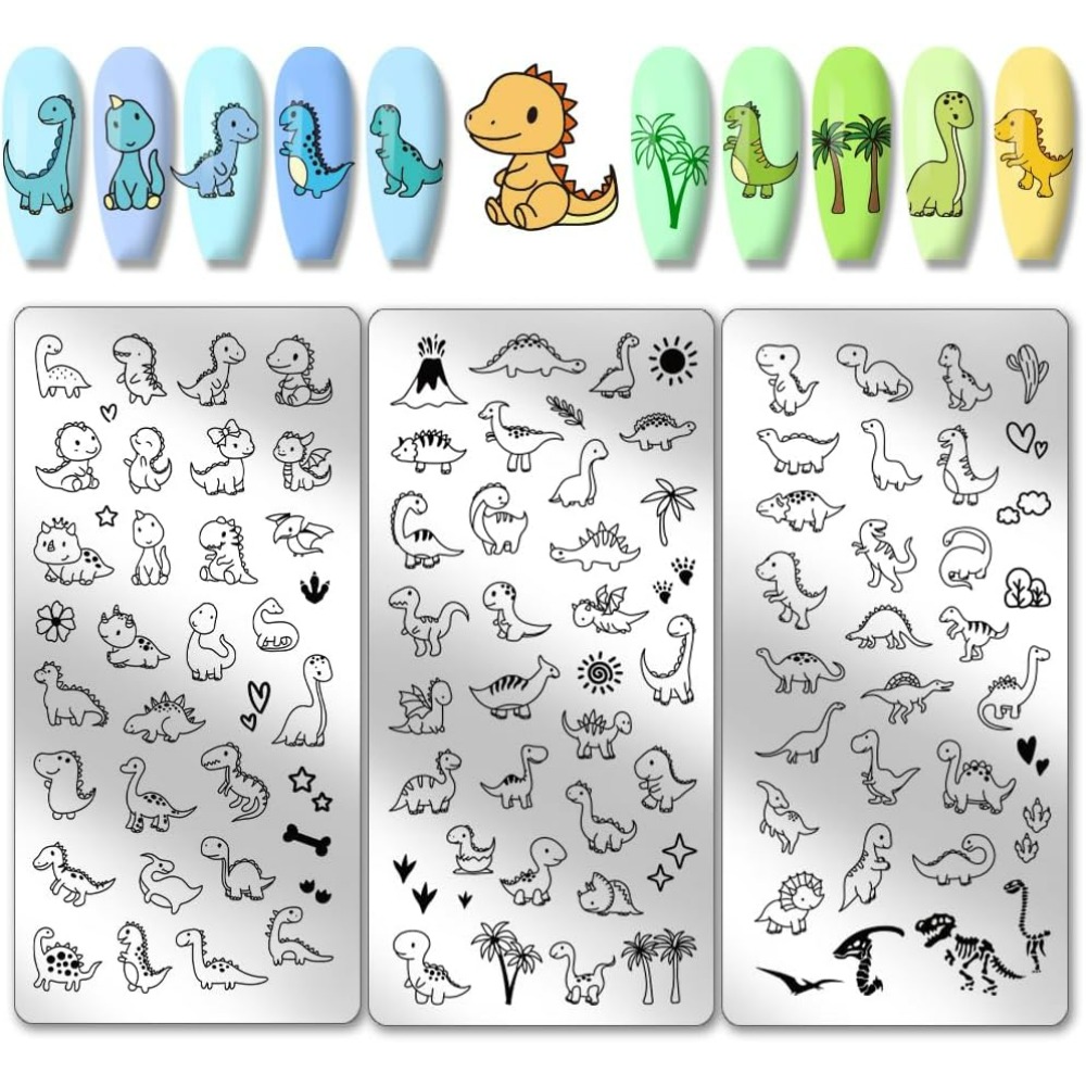3pcs Dinosaur Nail Stamping Pl - Nail Art Love review and price