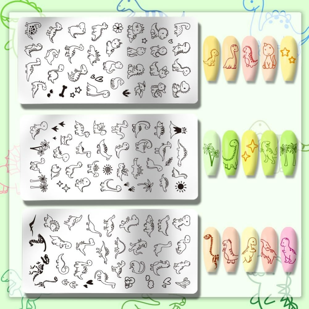 3pcs Dinosaur Nail Stamping Pl - Nail Art Love review and price